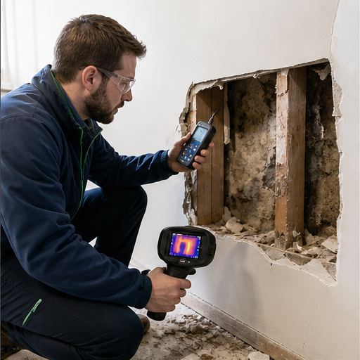 Investigation de l’humidité et des moisissures dans un mur